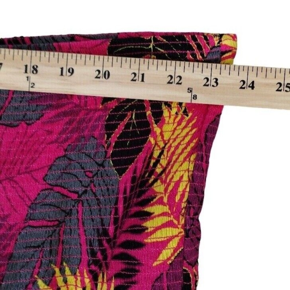 Torrid 5 XL Convertible Smocked Midi Pink Dress Skirt Crinkle Gauze Palm Leaves - Picture 8 of 12